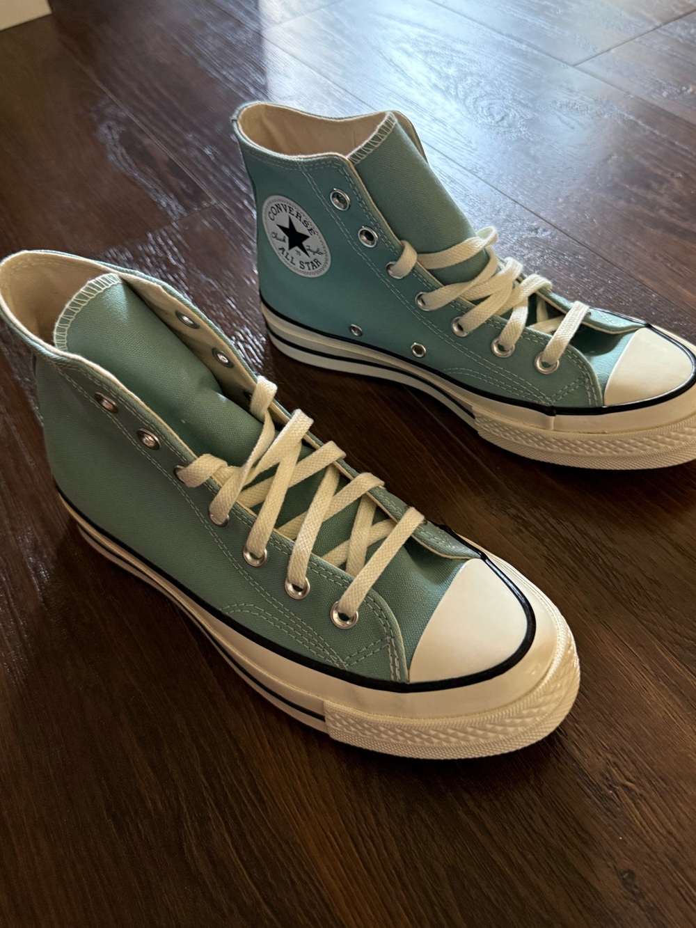 Converse High Top Sneakers in Seafoam Green and Cream